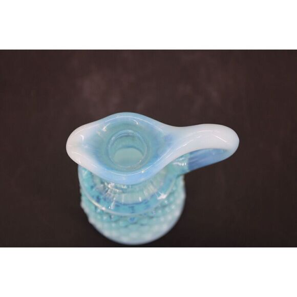 Fenton Blue Opalescent Hobnail Oil Cruet Mini Pitcher Clear No Stopper - Picture 6 of 9